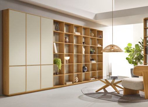 Filigno Wandregal Eiche weiss Keramik/Farbglas